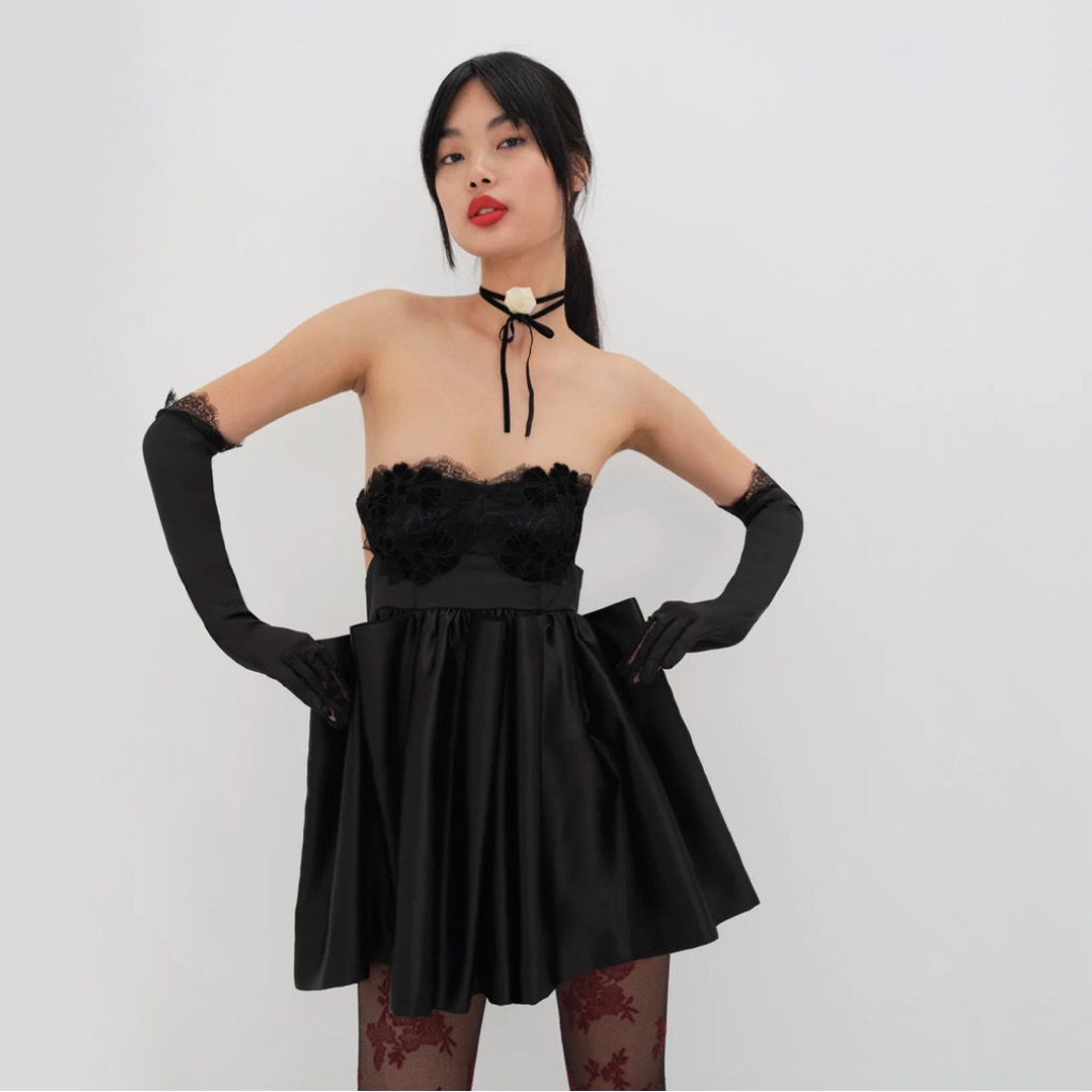 For Love & Lemons Virginia Mini Dress In Black